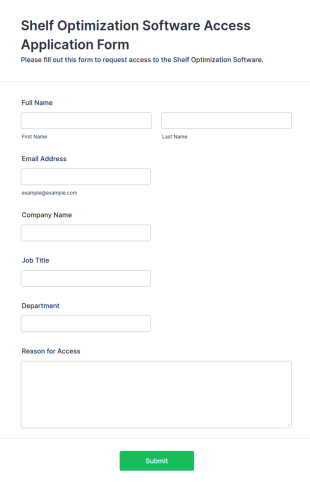 Shelf Optimization Software Access Application Form Template