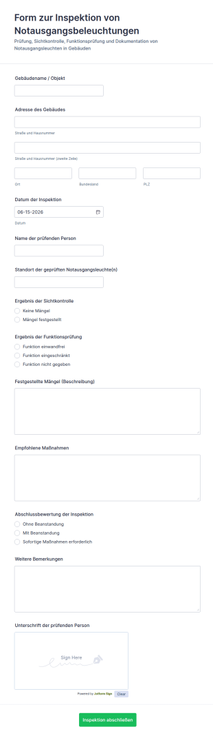 Sicherheitsüberprüfungsformular Für Fluchtwegbeleuchtung