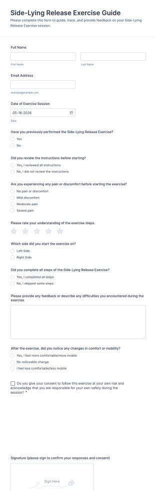 Side Lying Release Exercise Guide Form Template