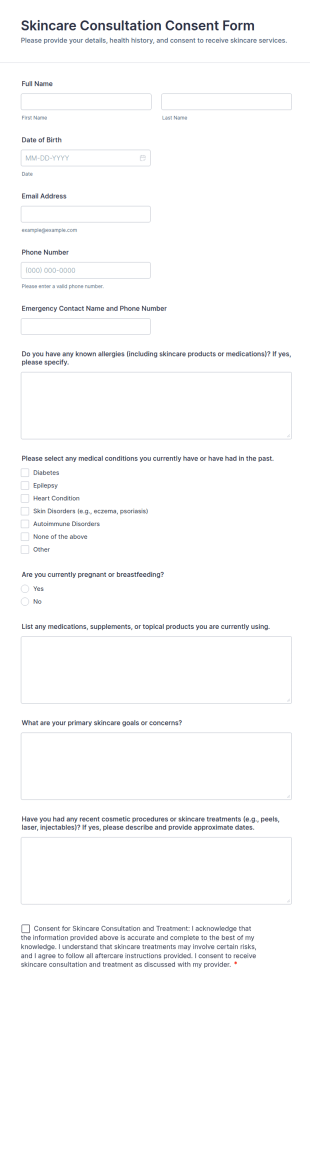 Skincare Consultation Consent Form Template