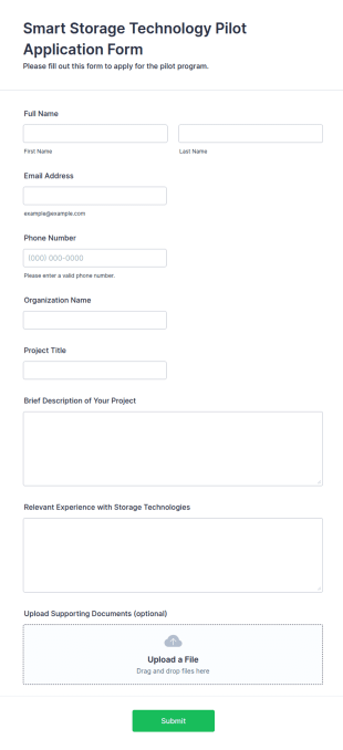 Smart Storage Technology Pilot Application Form Template