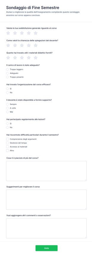 Sondaggio Di Fine Semestre