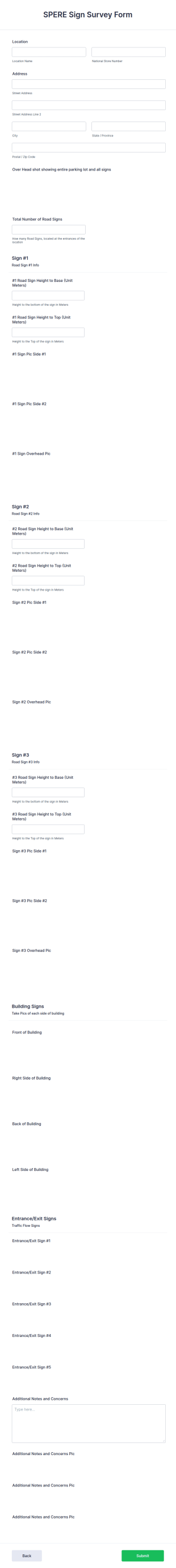 Road Sign Survey Form Template