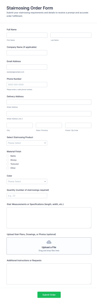 Stairnosing Order Form Template