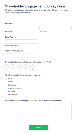 Stakeholder Engagement Survey Form Template
