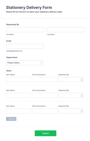 Stationery Delivery Form Template