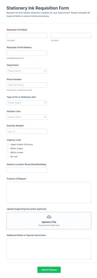 Stationery Ink Requisition Form Template