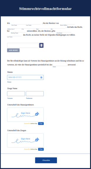 Stimmrechtsvollmachtformular