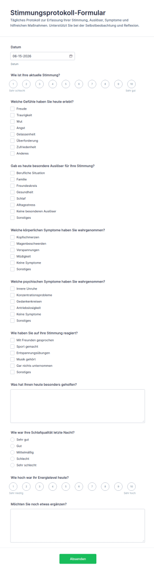 Stimmungs Tracking Formular
