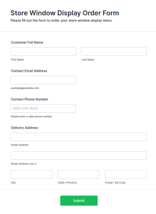 Store Window Display Order Form Template