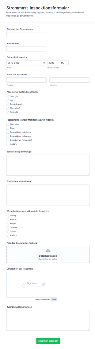 Strommast Inspektionsformular