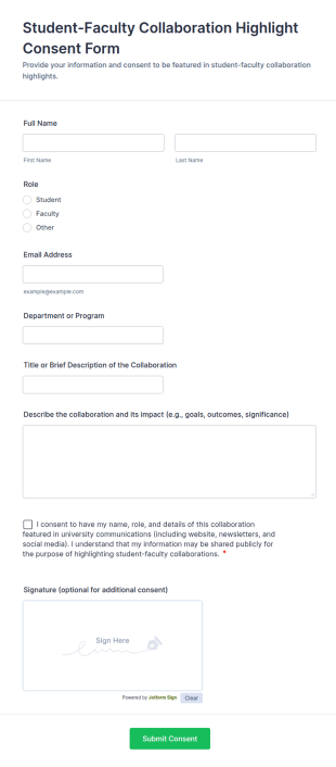 Student Faculty Collaboration Highlight Consent Form Template