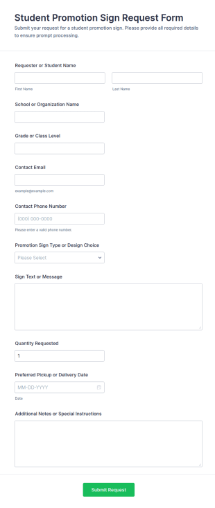 Student Promotion Sign Request Form Template
