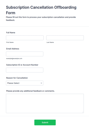 Subscription Cancellation Offboarding Form Template