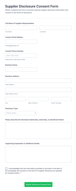 Supplier Disclosure Consent Form Template