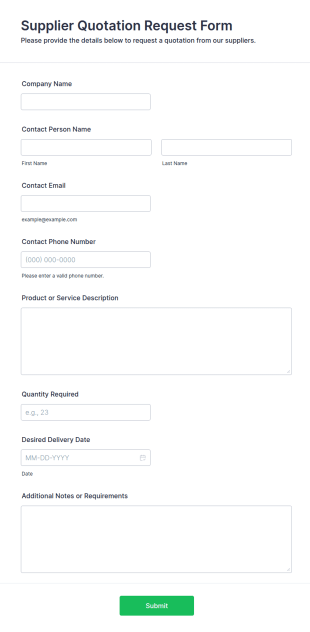Supplier Quotation Request Form Template