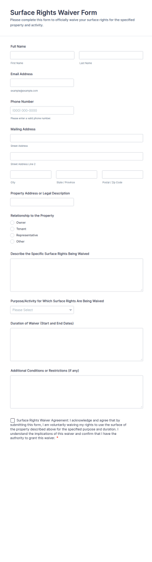 Surface Rights Waiver Form Template