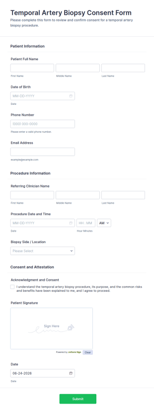 Temporal Artery Biopsy Consent Form Template