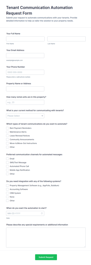 Tenant Communication Automation Request Form Template