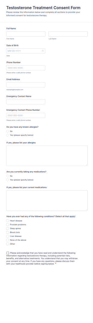 Testosterone Treatment Consent Form Template