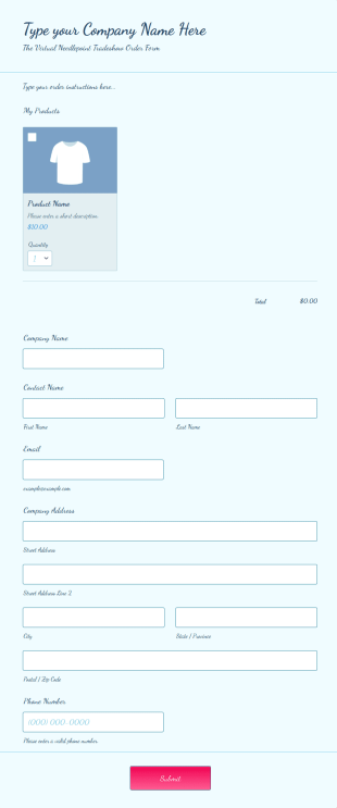Virtual Needlepoint Trade Show Order Form Template