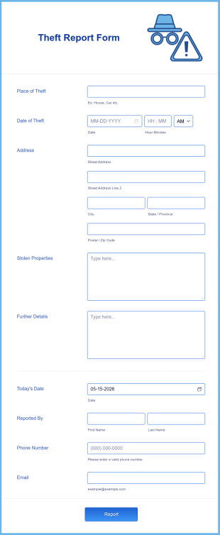 Theft Report Form Template