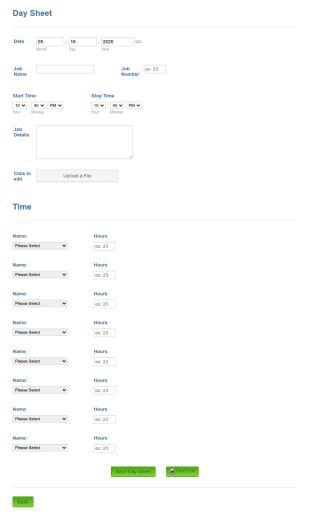 Time Sheet Form Template