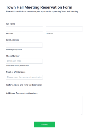 Town Hall Meeting Reservation Form Template