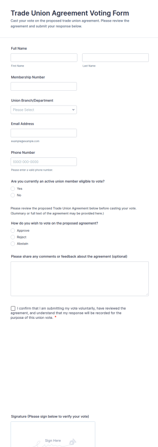 Trade Union Agreement Voting Form Template