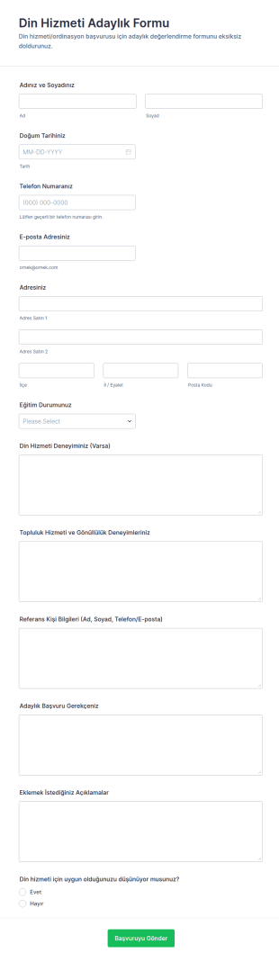 Türkçe Dilekçe Başvurusu Form Şablonu