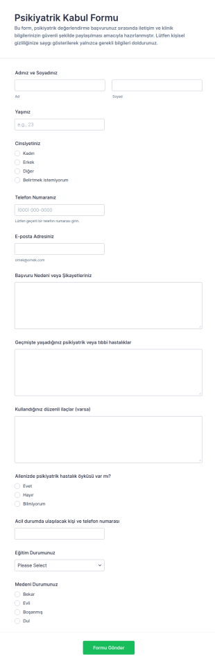Türkçe Psikiyatrik Değerlendirme Form Şablonu