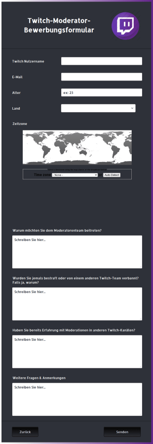 Twitch Moderator Bewerbung