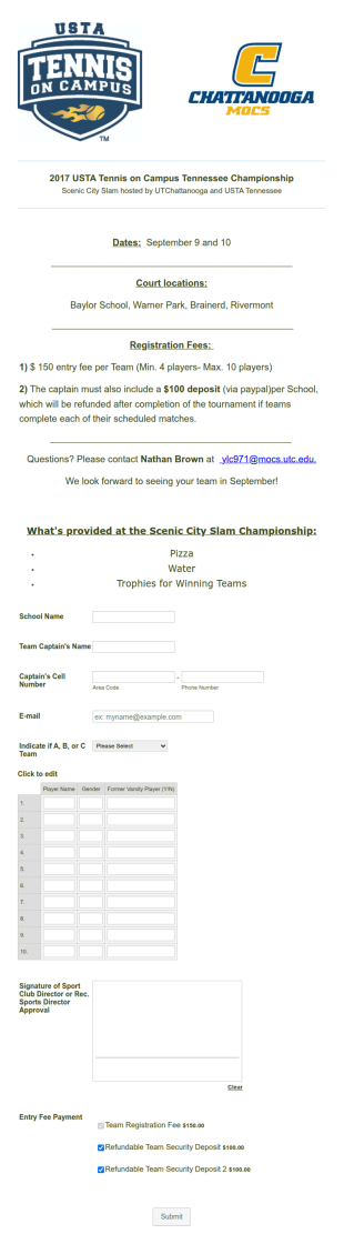 Sports Event Registration Form Template