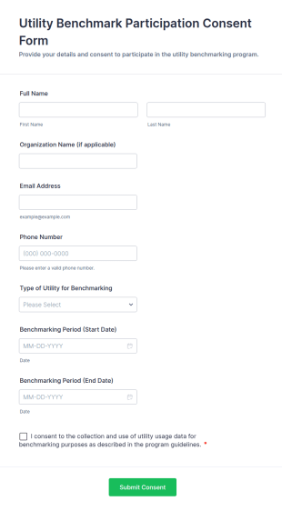 Utility Benchmark Participation Consent Form Template