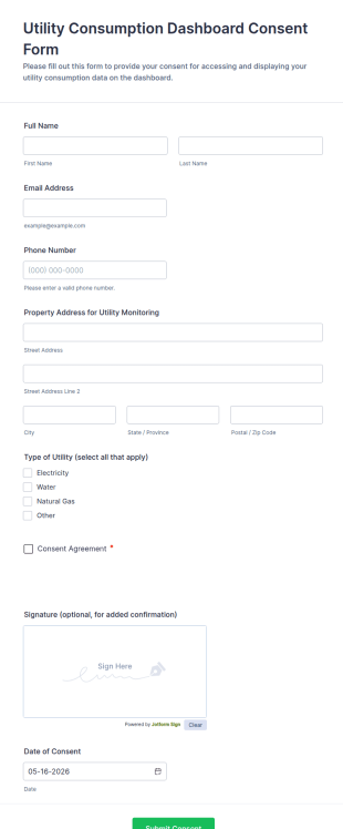 Utility Consumption Dashboard Consent Form Template