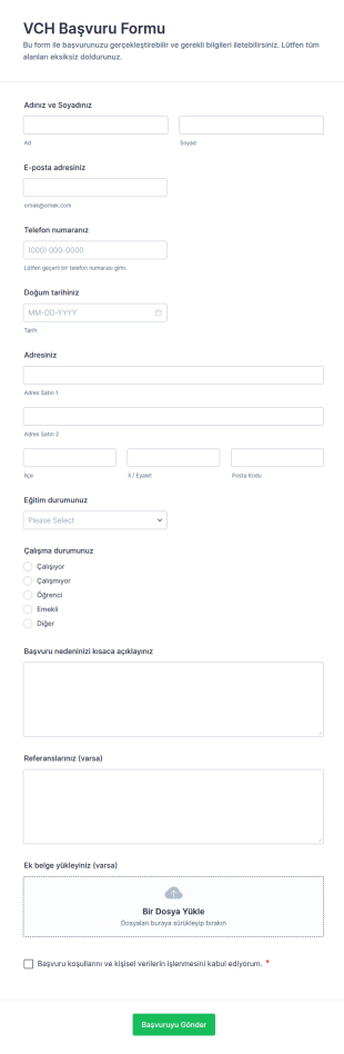 VCH Başvuru Form Şablonu