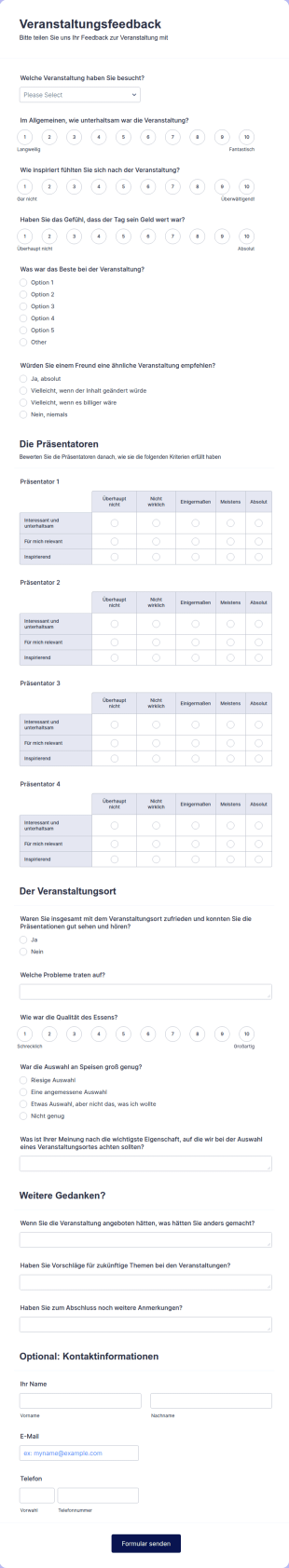 Veranstaltungsfeedback Formular