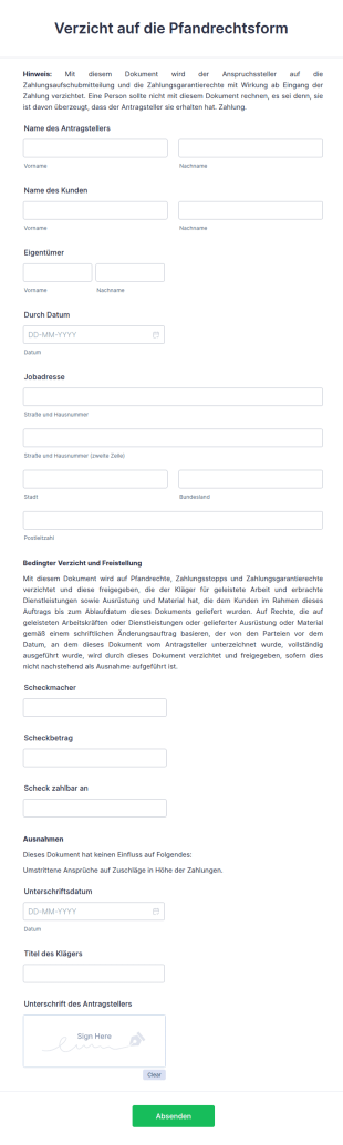 Verzicht Auf Die Pfandrechtsform