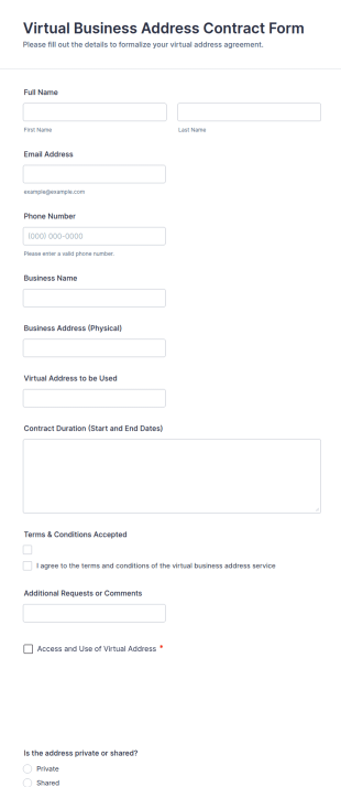 Virtual Business Address Contract Form Template