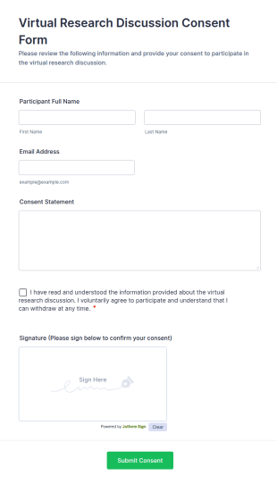 Virtual Research Discussion Consent Form Template