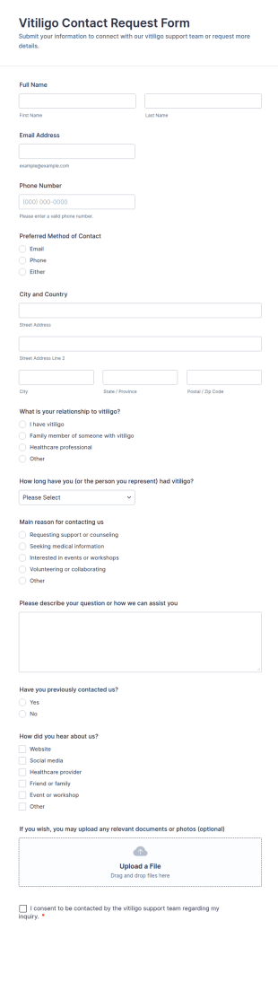 Vitiligo Contact Request Form Template