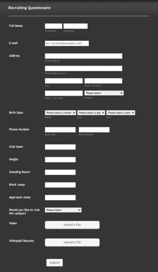 Volleyball Recruitment Membership Form Template