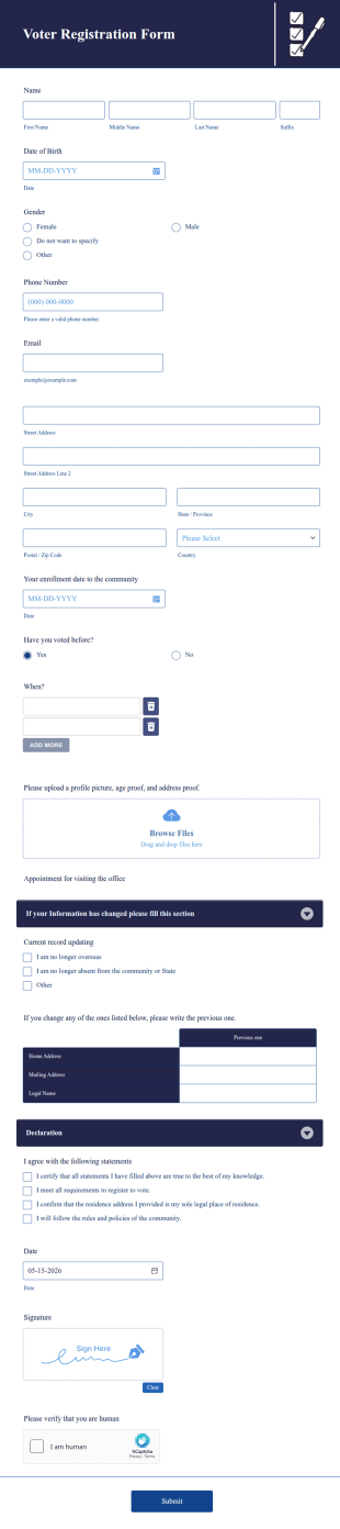 Voter Registration Form Template