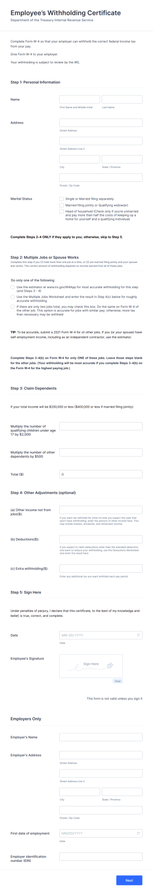 W4 Form Template
