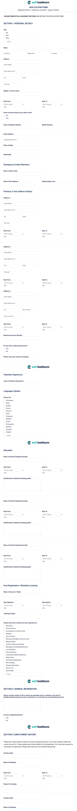 Whc Application Form Template