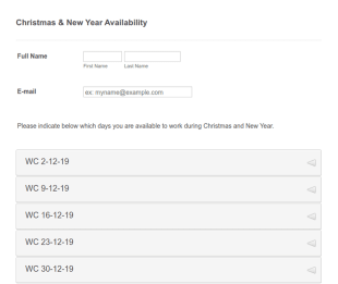 Work Availability Form Template
