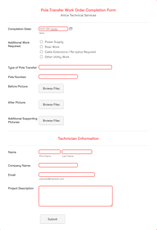 Work Order Completion Form Template