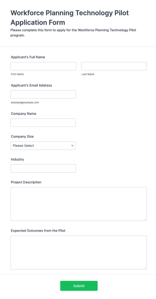 Workforce Planning Technology Pilot Application Form Template
