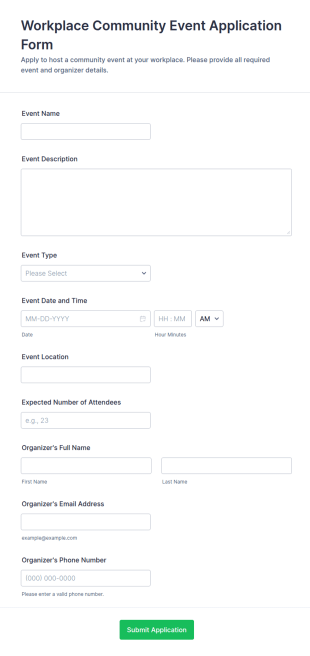 Workplace Community Event Application Form Template
