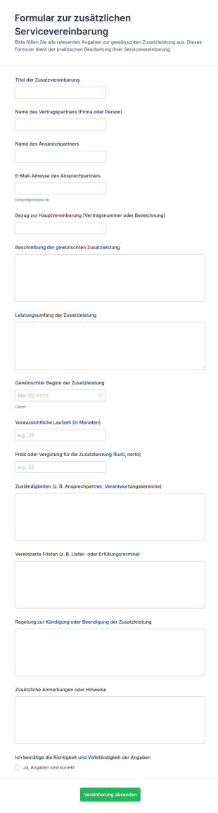 Zusätzliche Servicevereinbarung